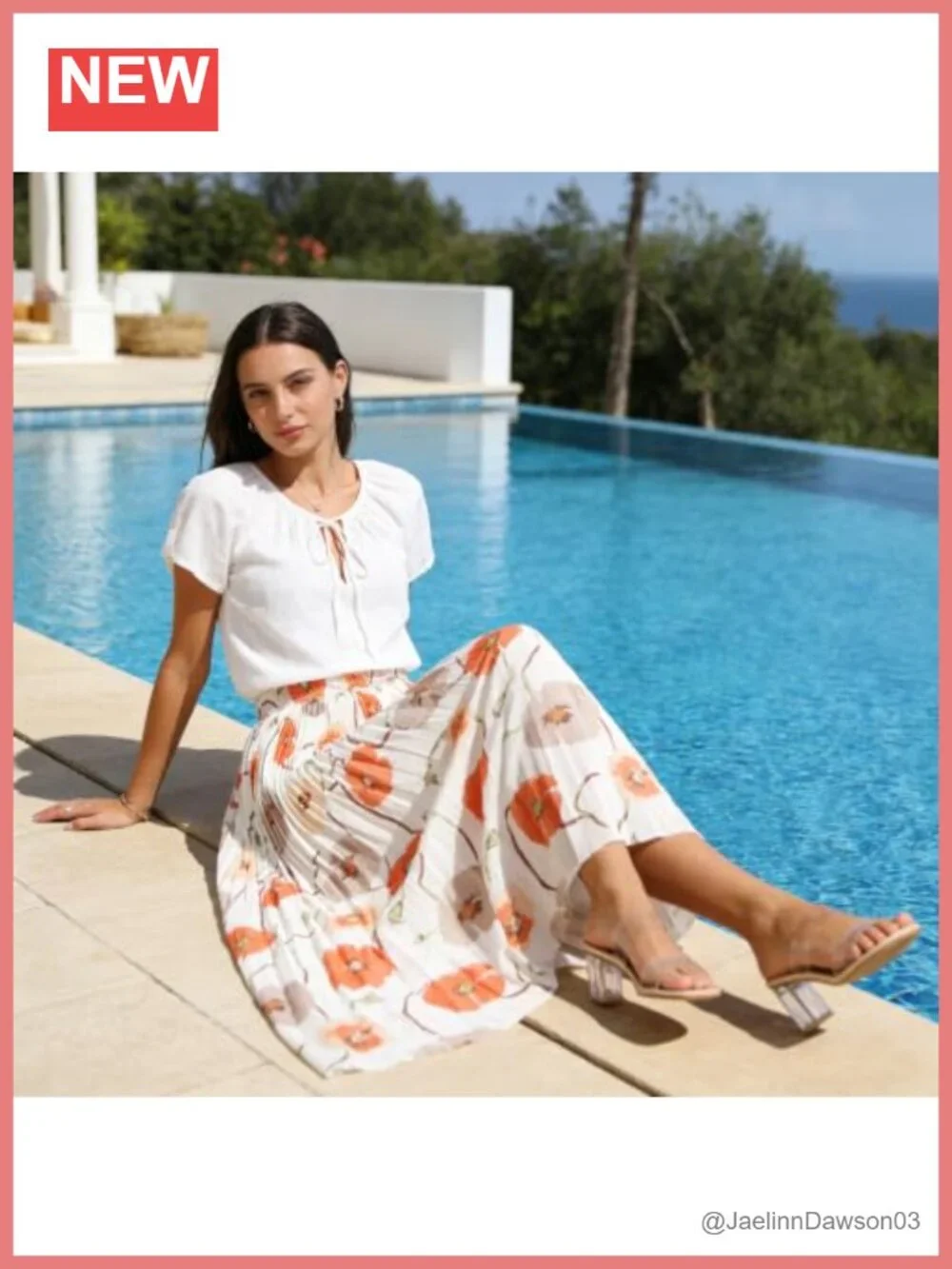 Women's Chiffon Pleated A-Line Midi Skirt Elastic High Waist Flowy